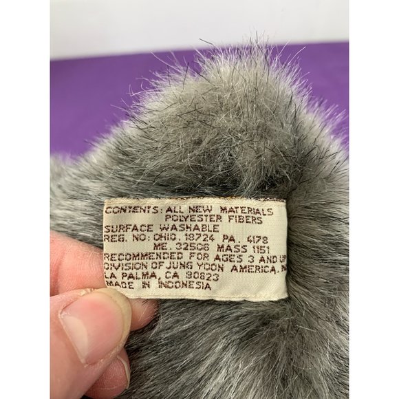 Gina 8 Inch Gray Frosted Teddy Bear Brown Plastic Eyes Leather Nose Gray Detail - Picture 9 of 11